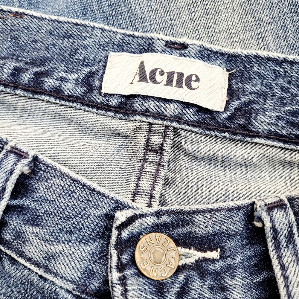 ACNE STUDIOS Mic Matt Straight Leg Distressed Denim Jeans Mid Blue 29 - Picture 8 of 11